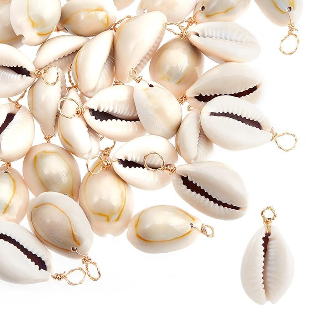 9532 1 Box 50Pcs 18K Gold Plated Natural Scallop Shell Pendants Sea Beach